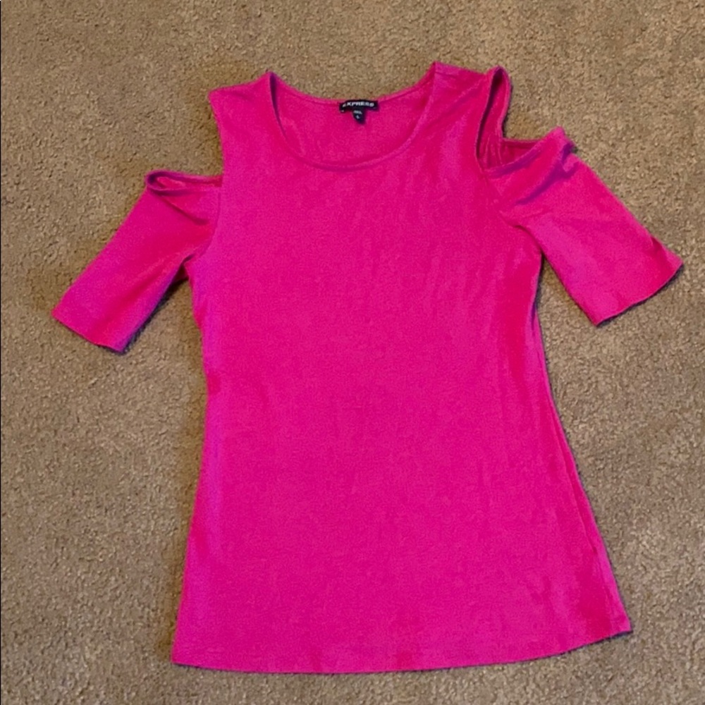 Hot pink off the shoulder top.